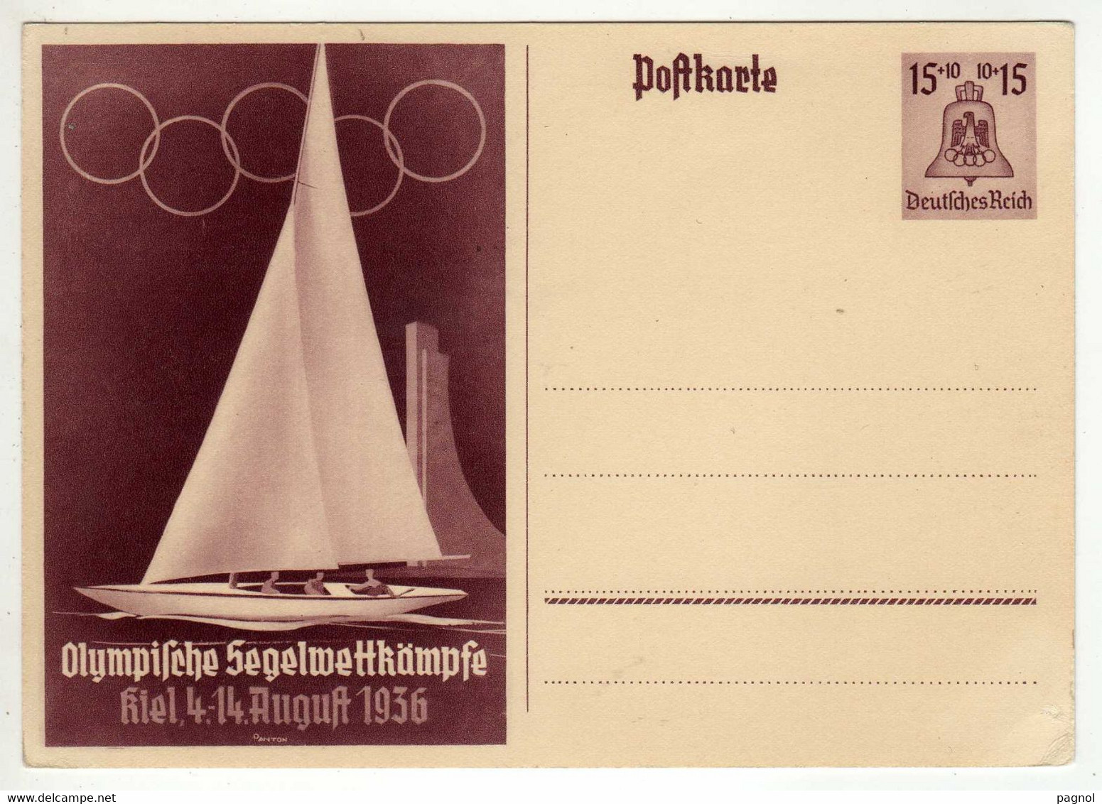 Jeux Olympiques 1936 :  Jeux D'été:  Voile : Entiers Postaux - Olympische Spiele