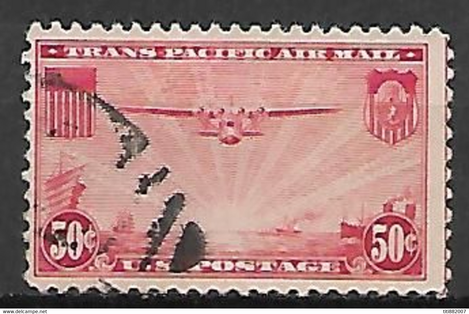 ETATS - UNIS    -     Poste Aérienne   -  1937  .  Y&T N° 23 Oblitéré.   Avion - 1a. 1918-1940 Gebraucht