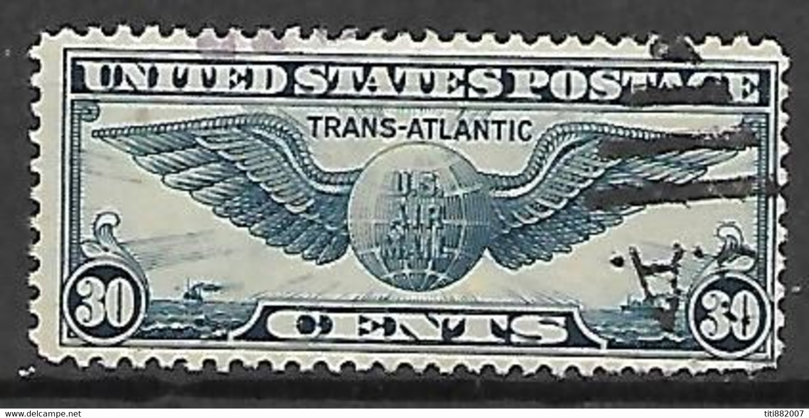 ETATS - UNIS    -     Poste Aérienne   -  1939  .  Y&T N° 25 Oblitéré.   Insigne De Pilote - 1a. 1918-1940 Gebraucht