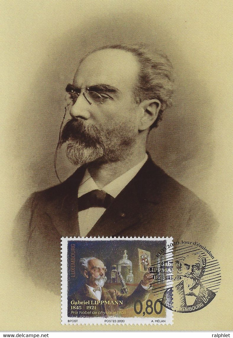 Luxembourg 2020 FDC Carte Maximum Gabriel Lippmann Prix Nobel Physique 1908 ¦ Nobel Prize ¦ Nobelpreis - Lettres & Documents