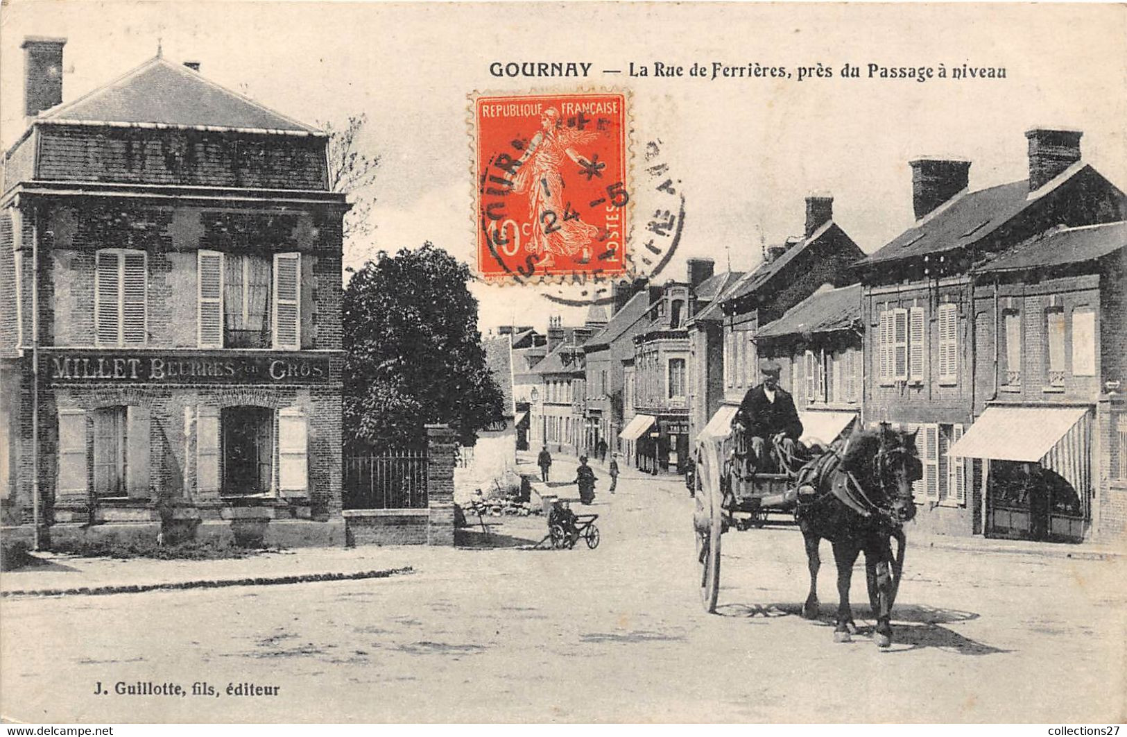 76-GOURNAY- LA RUE DE FERRIERES, PRES DU PASSAGE A NIVEAU - Gournay-en-Bray