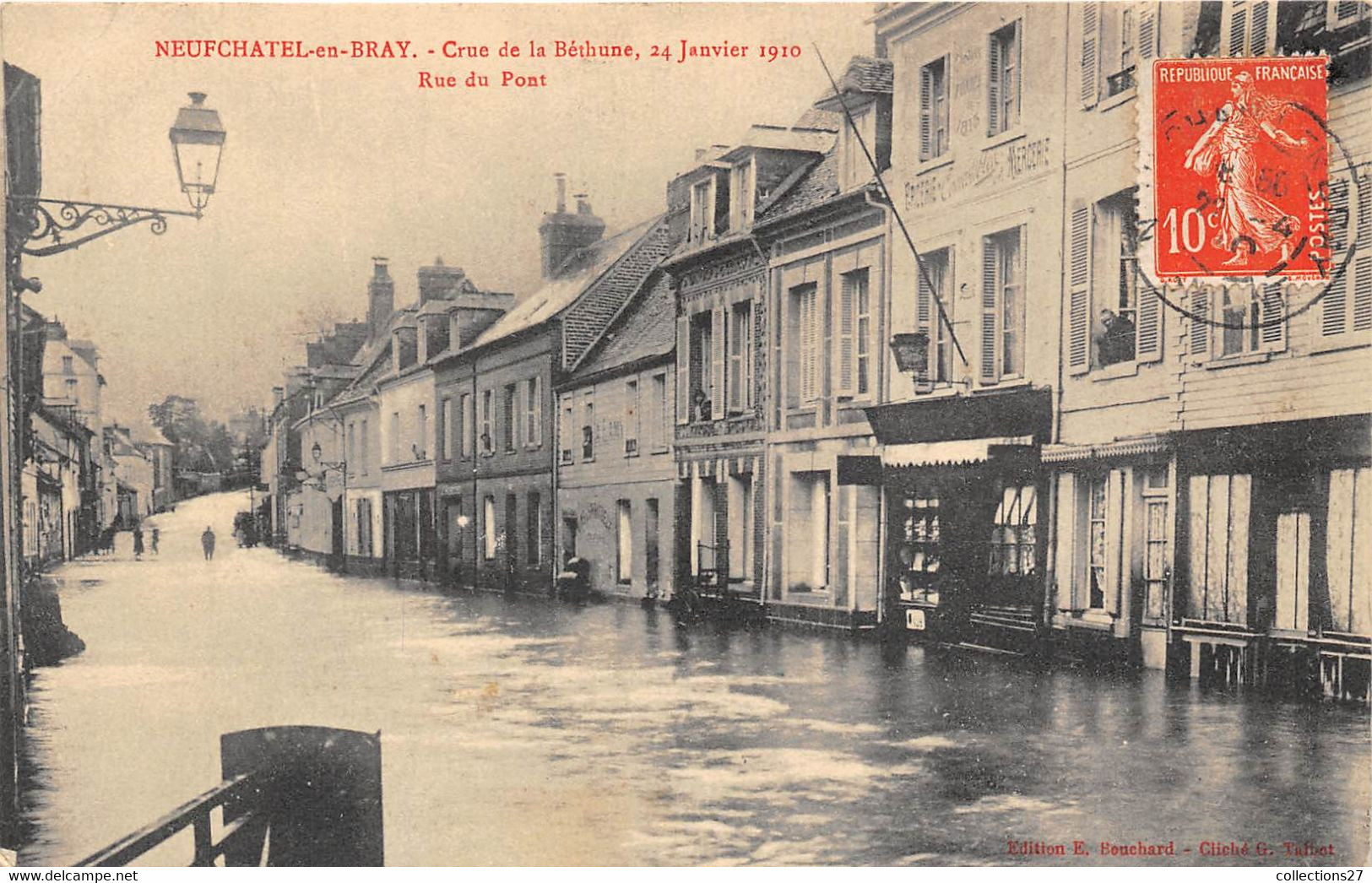 76-NEUFCHATEL-EN-BRAY- CRUE DE LA BETHUNE , 24 JANVIER 1910, RUE DU PONT - Neufchâtel En Bray