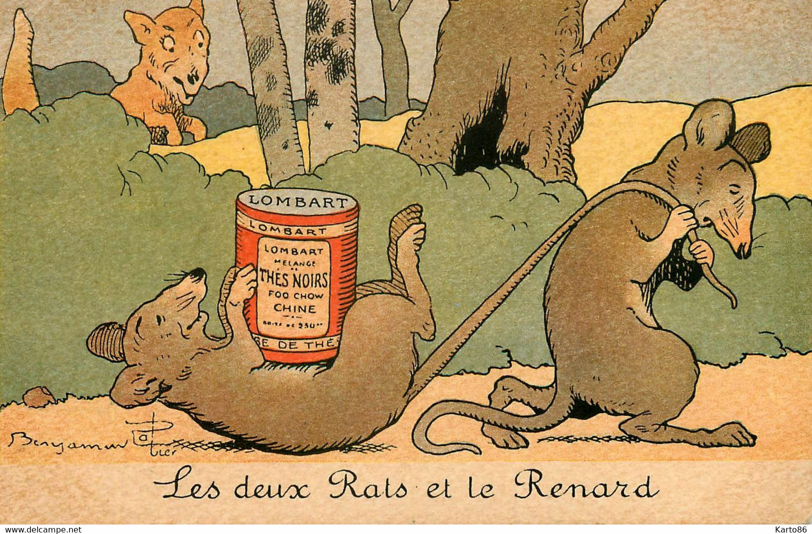 Benjamin RABIER * Série Complète 6 CPA Illustrateur * Chocolat LOMBART * Fables De La Fontaine * Rabier - Rabier, B.