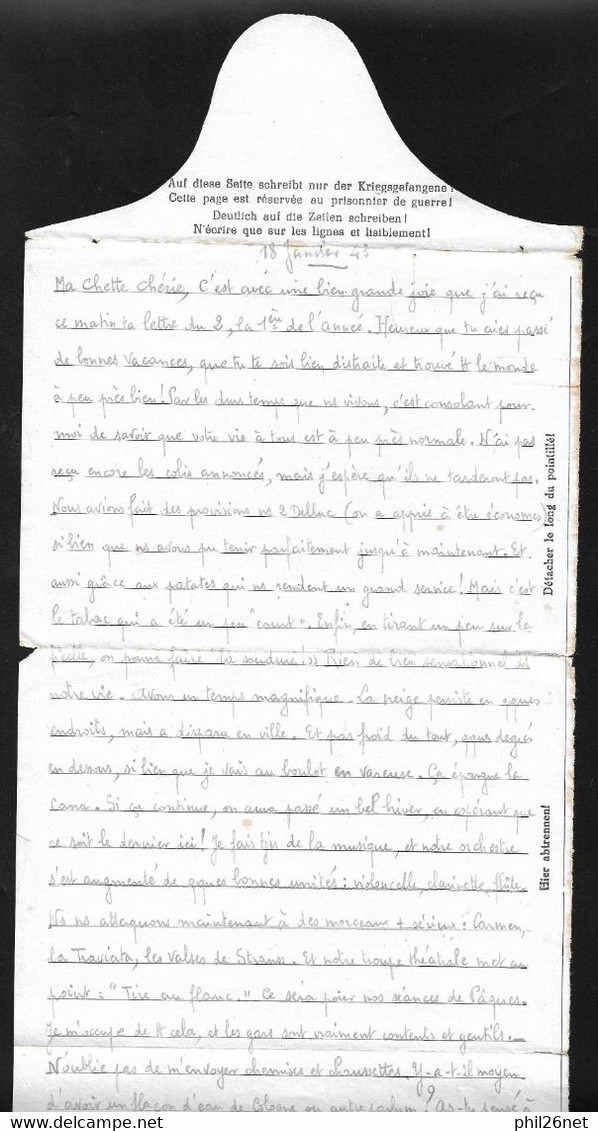 Lettre En Franchise Prisonnier De Guerre Du Stalag IV G à Oschatz Le 29/01/1943 à Blondefontaine Territoire Occupé B/TB - Storia Postale