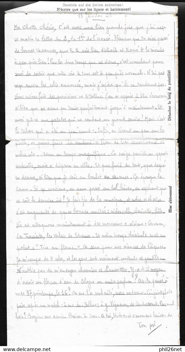 Lettre En Franchise Prisonnier De Guerre Du Stalag IV G à Oschatz Le 29/01/1943 à Blondefontaine Territoire Occupé B/TB - Briefe U. Dokumente