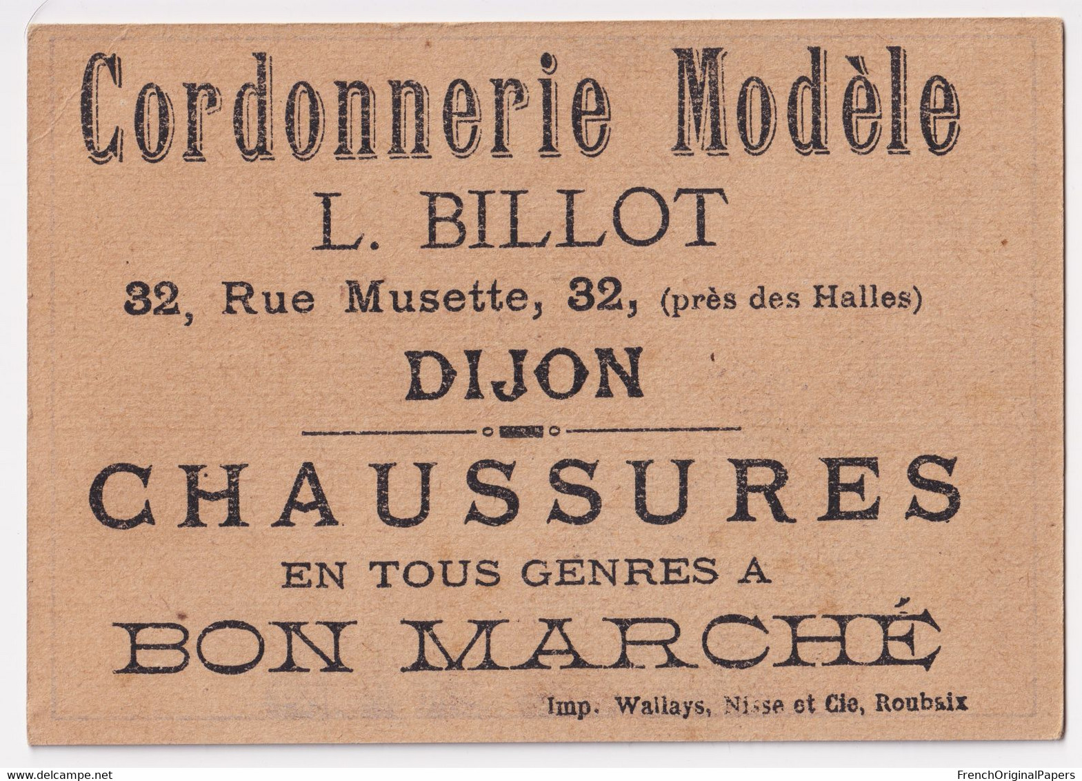 Chromo Cordonnerie Billot Dijon 32 Rue Musette Lampuré Ed. Wallays Nisse Roubaix Ronfler Belle-mère Amour Lampe A35-86 - Aiguebelle