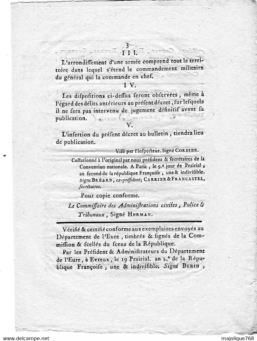 Décrets De La Convention Nationale Du 27e & 29e, Jour De Floréal, An Second De La République Françoise, Une & Indivisibl - Décrets & Lois