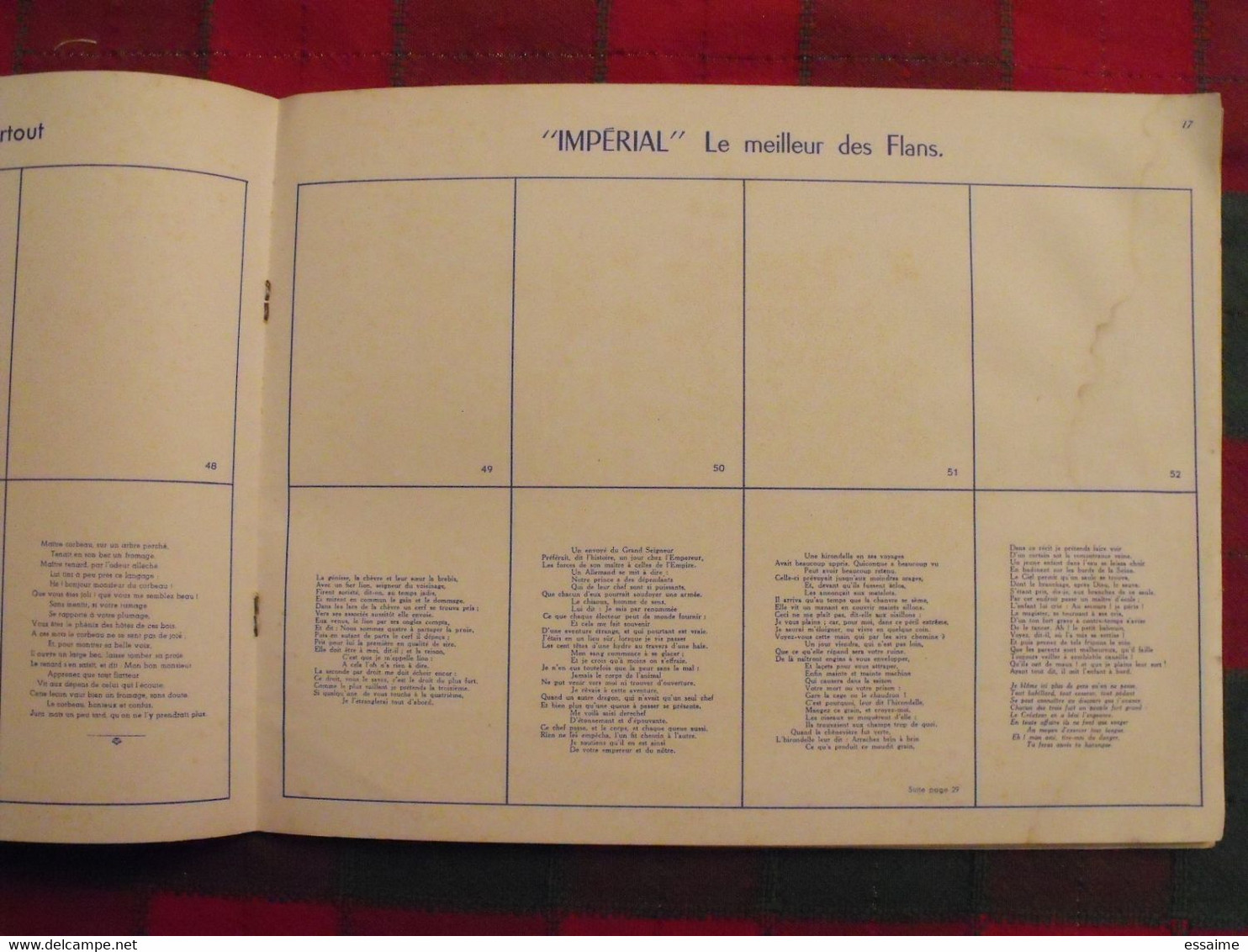 album d'images Fables de La Fontaine. flan entremets Impérial. vide. vers 1960. lot 6