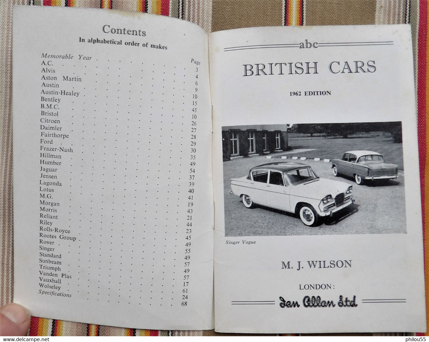 Livret Abc Dan Allan BRITISH CARS 1962 - 1950-Heden