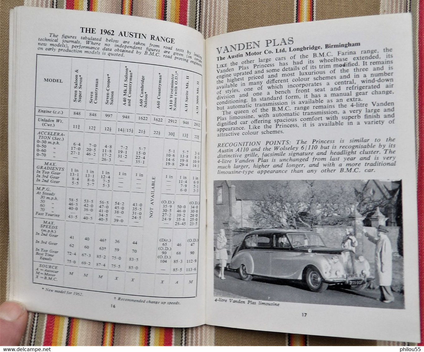 Livret abc Dan Allan BRITISH CARS 1962