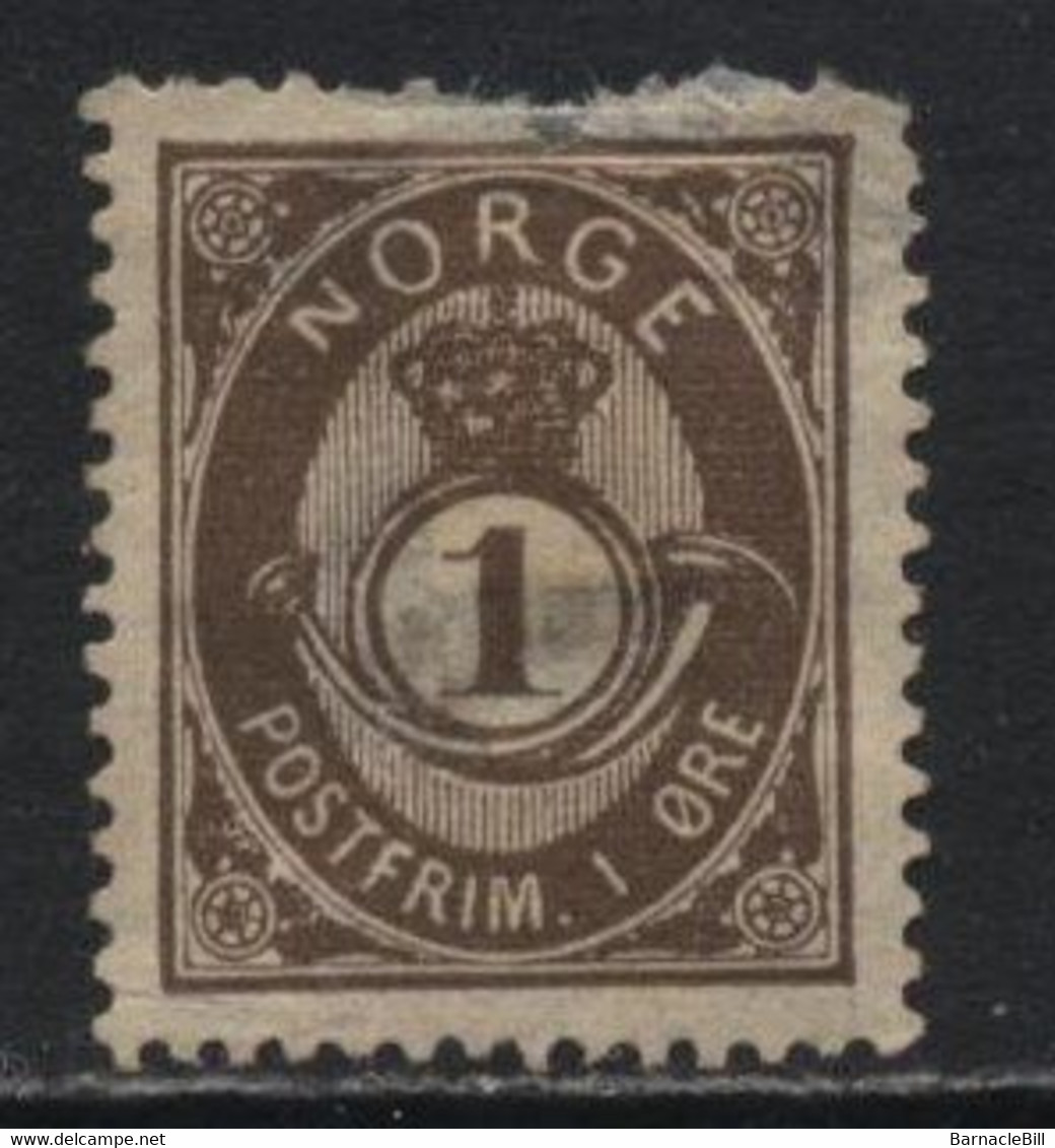 Norway (30) 1886 1 O.brown. Small "N" In "NORGE". Unused. Damaged. - Other & Unclassified