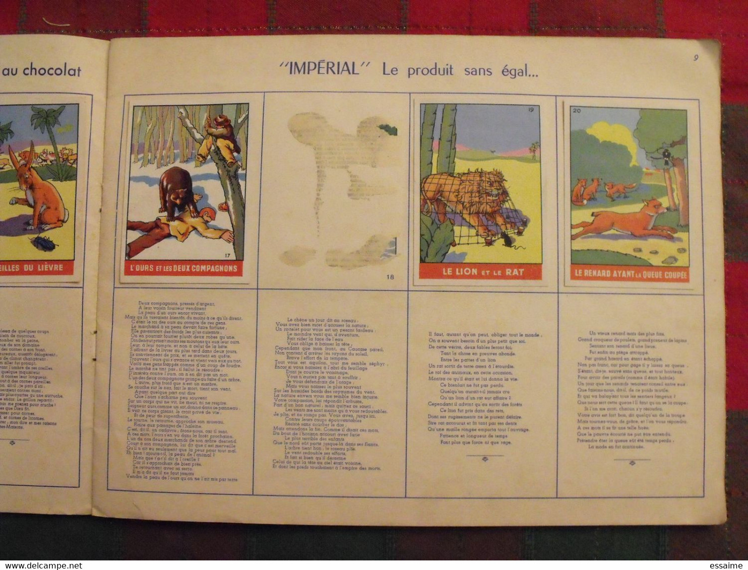 album d'images Fables de La Fontaine. flan entremets Impérial. contient 76/96 images. vers 1960. lot 5