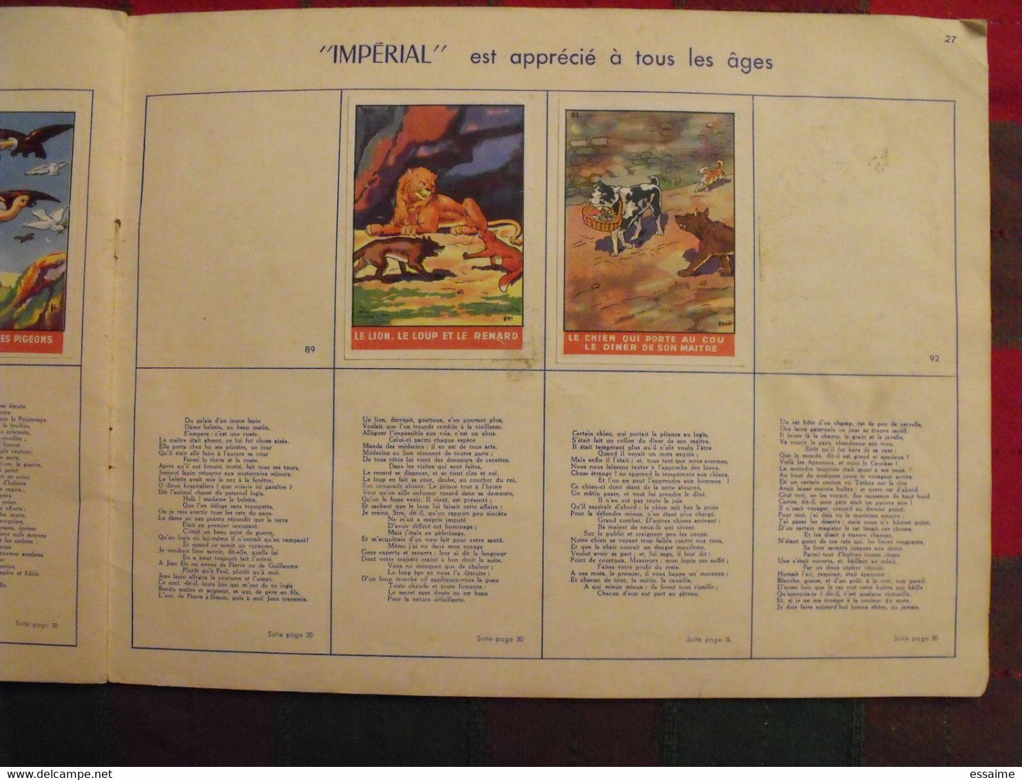 album d'images Fables de La Fontaine. flan entremets Impérial. contient 76/96 images. vers 1960. lot 5