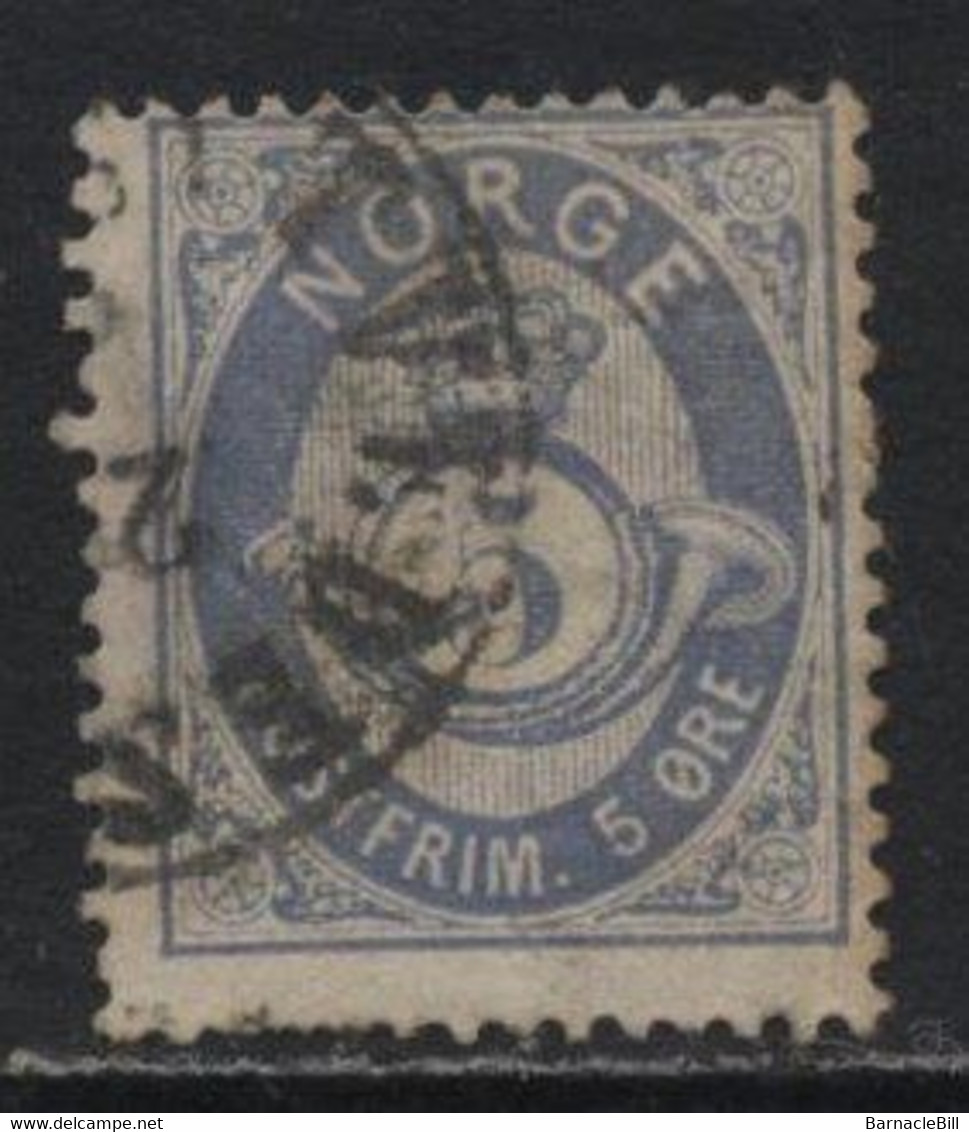 Norway (31) 1877 5 ö Blue. No Ball To Small "5". Used. Damaged. - Altri & Non Classificati