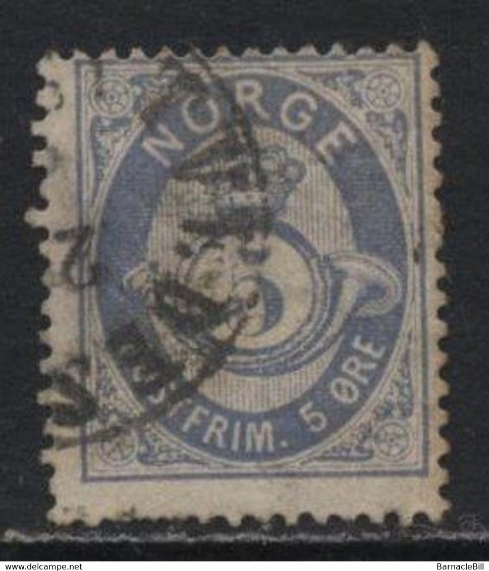 Norway (31) 1877 5 ö Blue. No Ball To Small "5". Used. Damaged. - Other & Unclassified