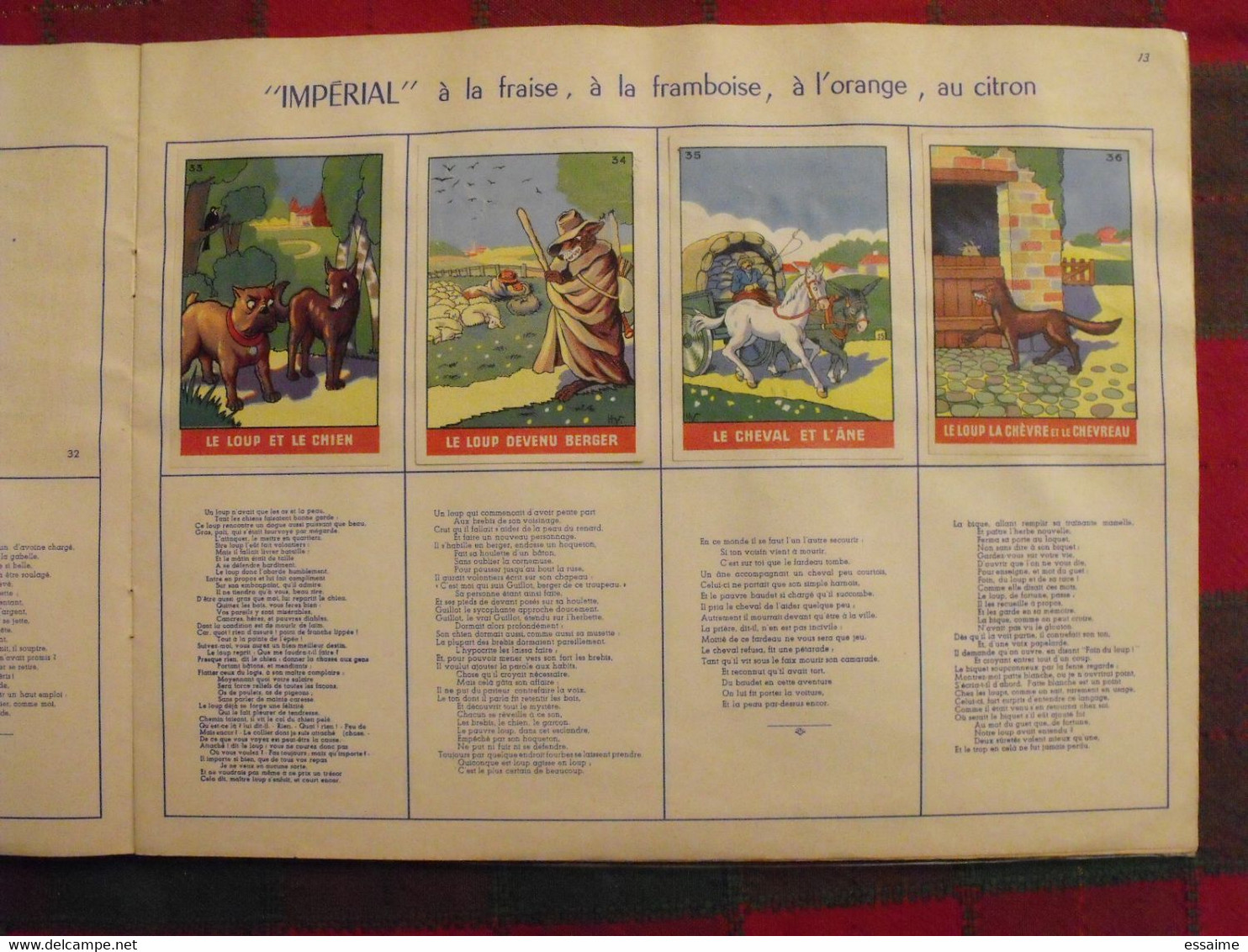 album d'images Fables de La Fontaine. flan entremets Impérial. contient 74/96 images. vers 1960. lot 3