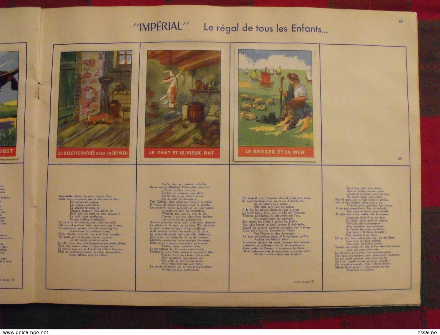 album d'images Fables de La Fontaine. flan entremets Impérial. contient 74/96 images. vers 1960. lot 3
