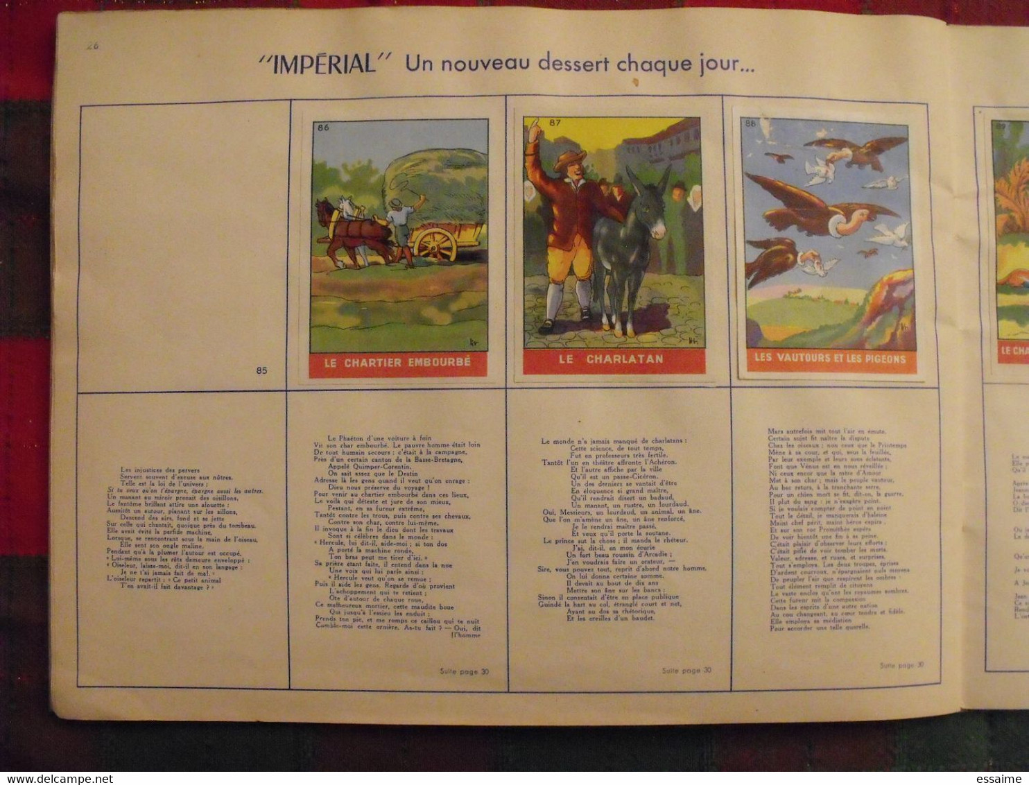album d'images Fables de La Fontaine. flan entremets Impérial. contient 74/96 images. vers 1960. lot 3