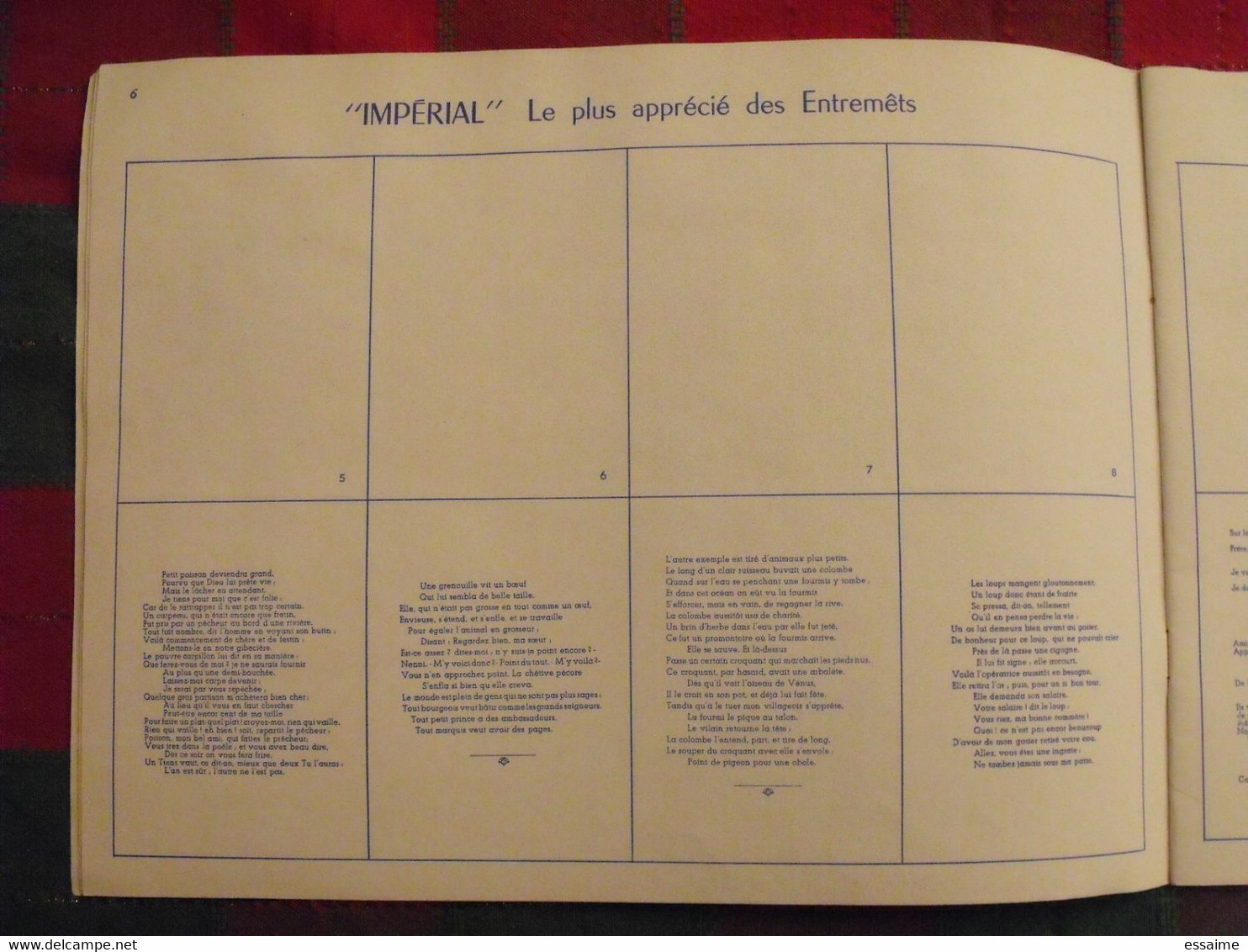 album d'images Fables de La Fontaine. flan entremets Impérial. contient 32/96 images. vers 1960. lot 2