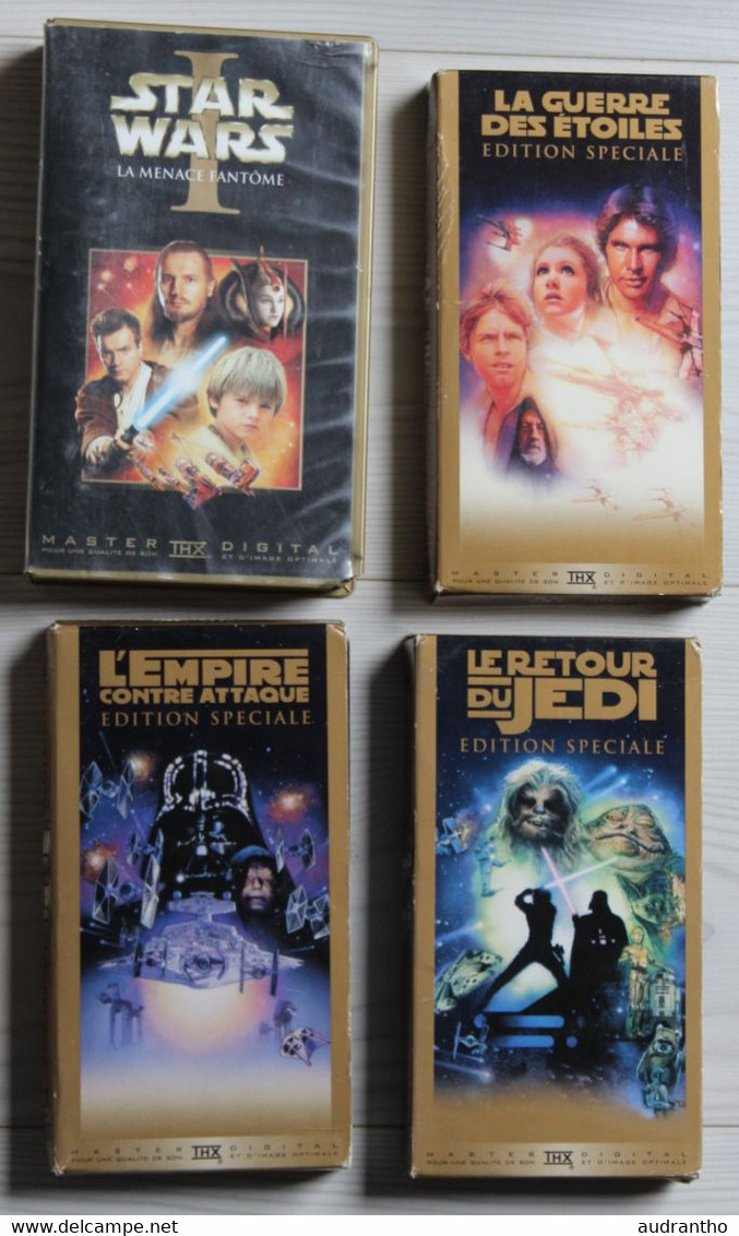 4 Cassettes Vidéos VHS Collector STAR WARS La Guerre Des étoiles L'empire Contre Attaque Retour Du Jedi Menace Fantôme - Collezioni & Lotti