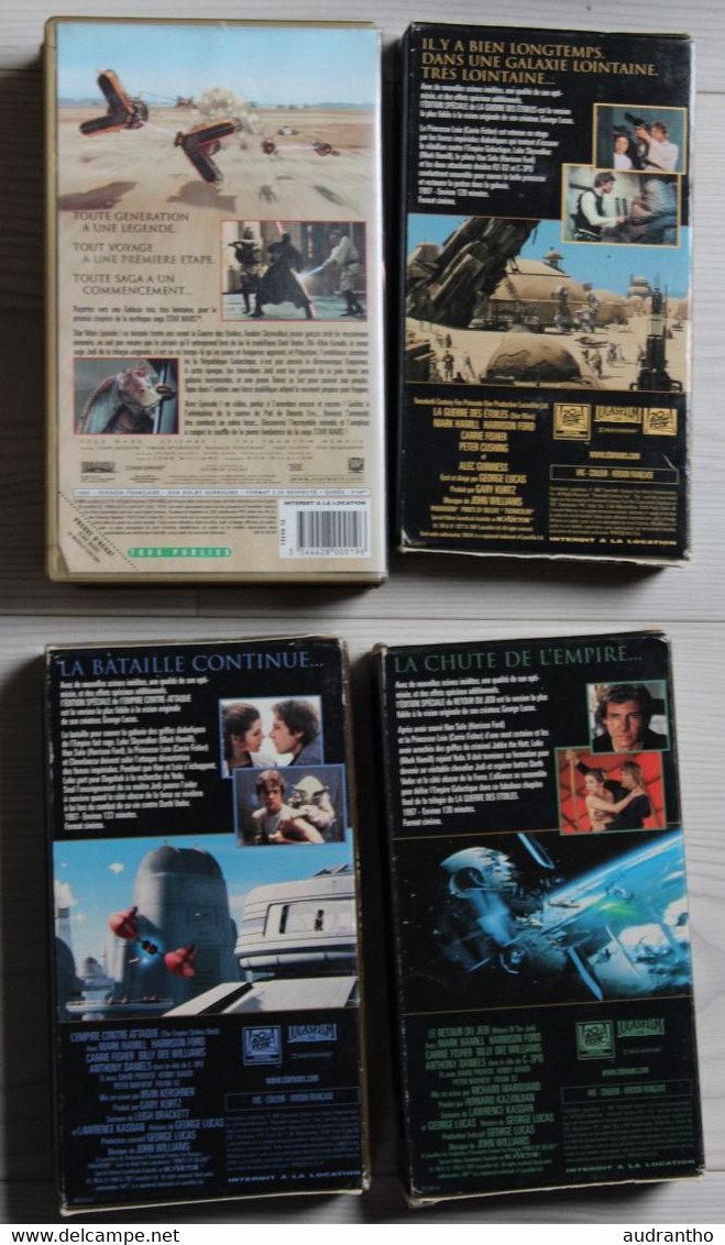 4 Cassettes Vidéos VHS Collector STAR WARS La Guerre Des étoiles L'empire Contre Attaque Retour Du Jedi Menace Fantôme - Verzamelingen, Voorwerpen En Reeksen