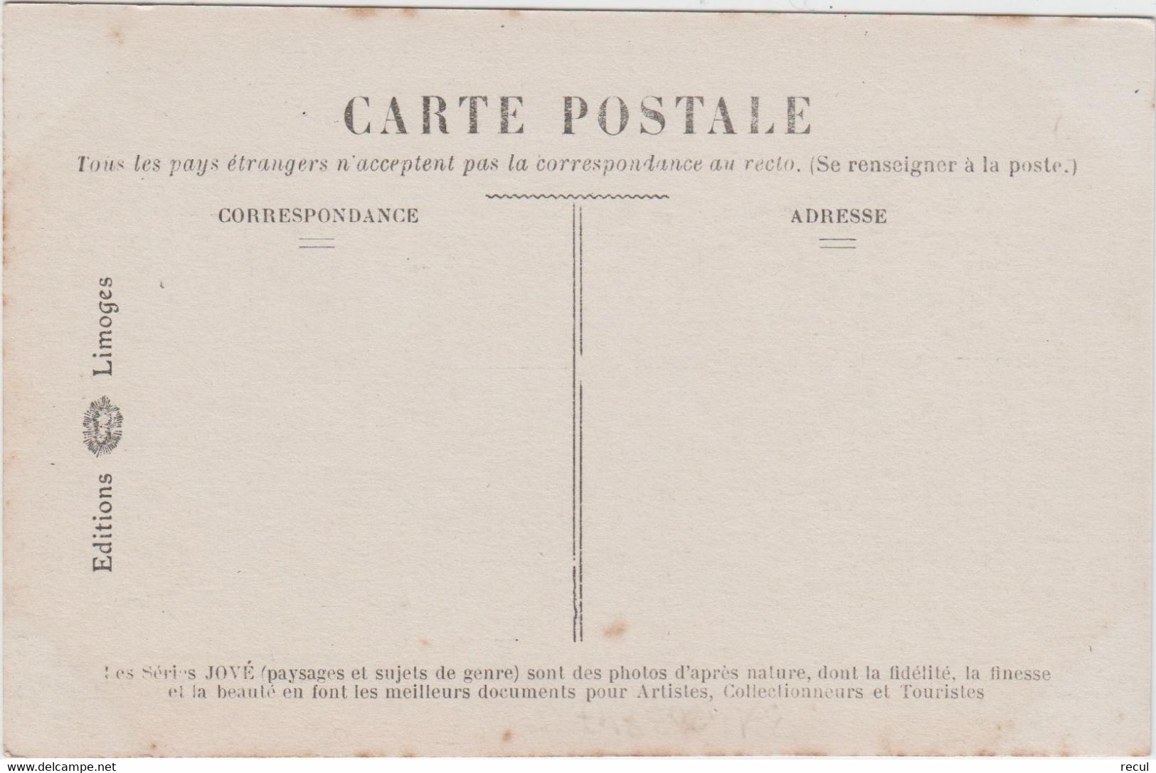 VOSGES - Carte Photo De  "  Les Séries JOVE ... Editions Limoges  - Cliché  H6 - Other & Unclassified