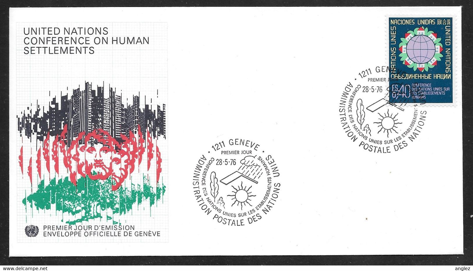 United Nations - Geneva Office 1976 Conference On Human Settlements FDC - Cartas & Documentos