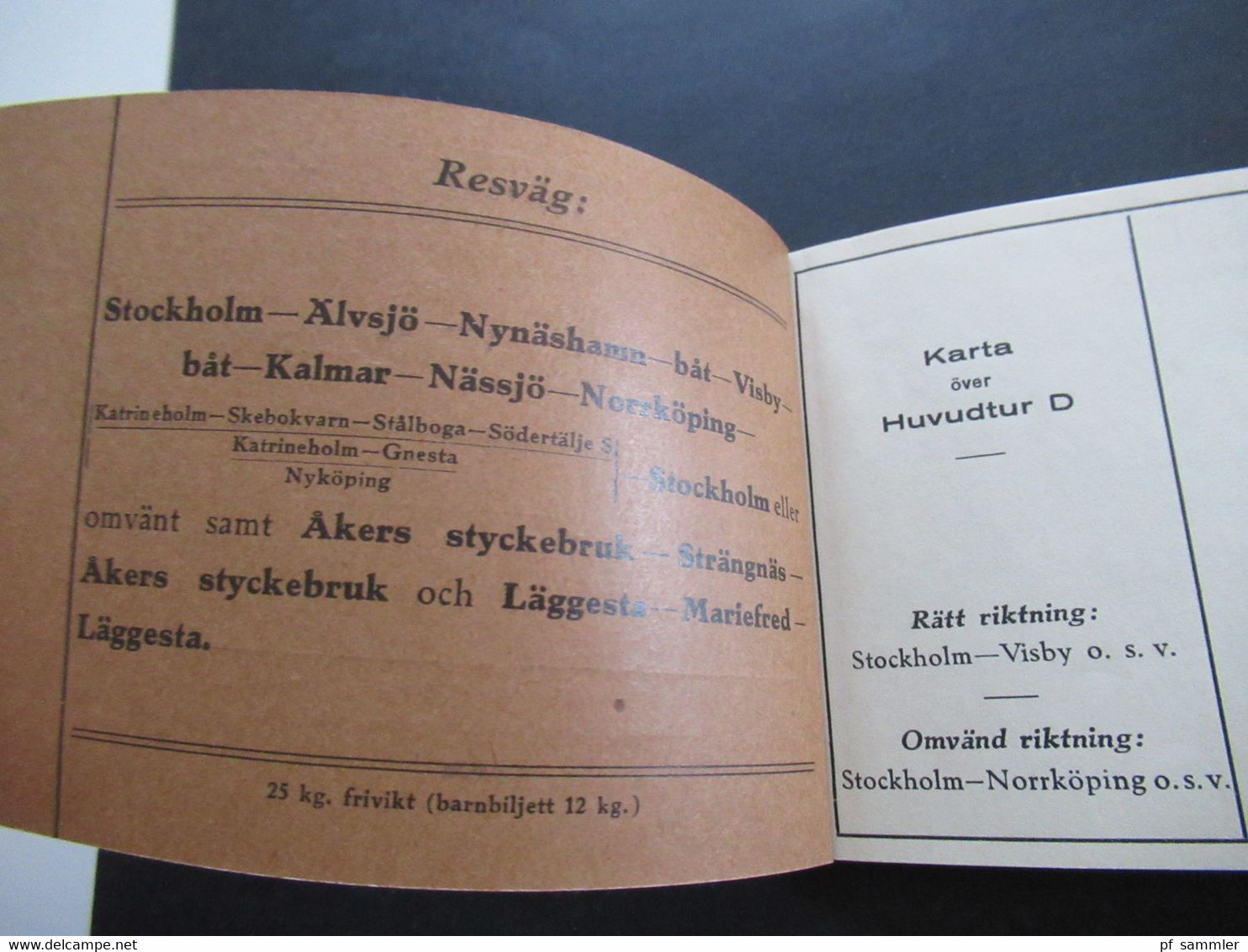 Schweden 1937 Rundtursbiljett Huvudtur D Östsvenska Visbyturen Rundreise Ticket Ab Stockholm Zug / Schiff?? - Europe