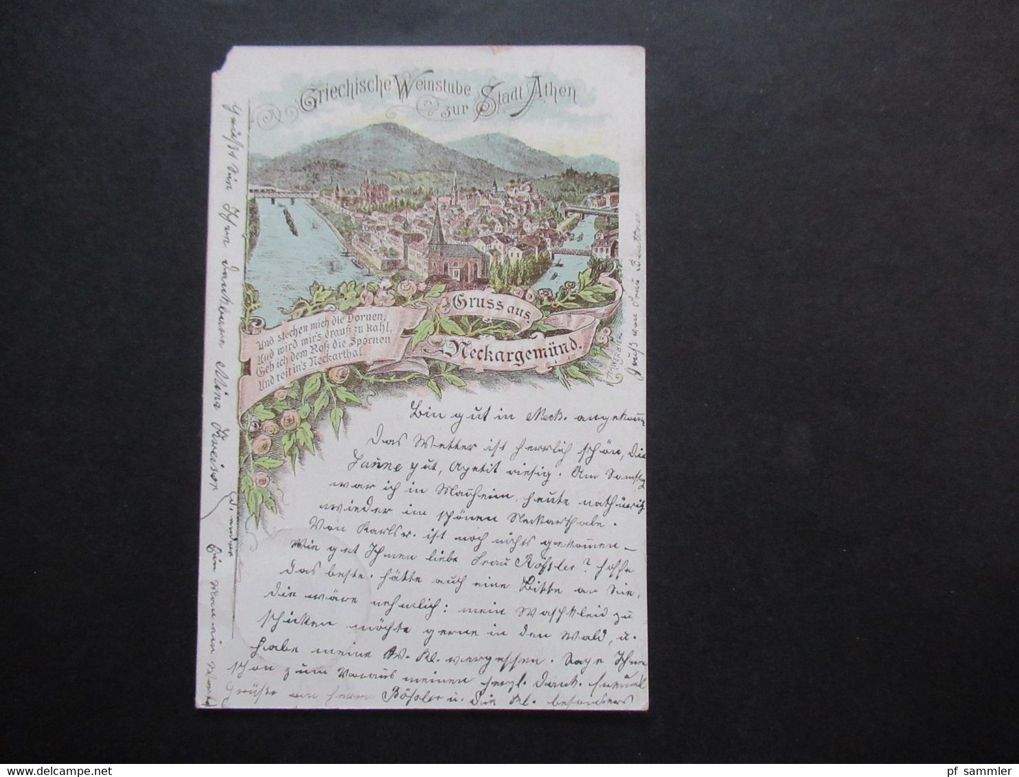 DR 1899 Gruss Aus Neckargemünd Griechische Weinstube Zur Stadt Athen Litho / Künstlerkarte Hawerbier - Greetings From...