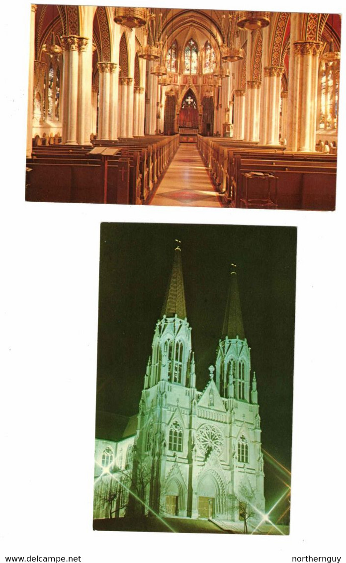 2 Different HELENA, Montana, USA, St. Helena Cathedral, Old Chrome Postcard - Helena