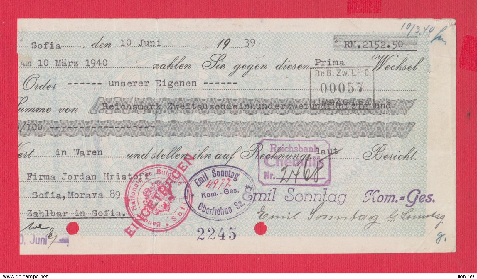 257661 / Germany 1939 - 1+10 Deutsche Wechselsteuer Revenue Fiscaux , Order Reichsbank Berlin , Deutschland Allemagne - 1900 – 1949