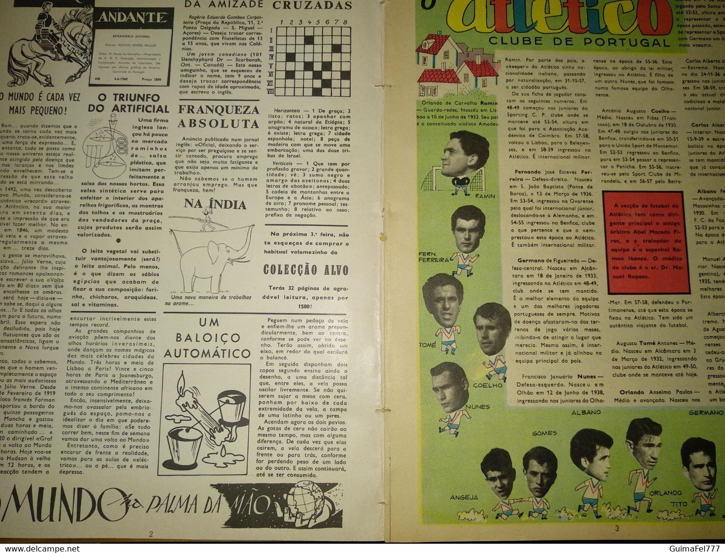 Revista Nº 440 Do CAVALEIRO ANDANTE, Portuguese Magazine - Capa ATLÉTICO CLUBE DE PORTUGAL, Ano / Year 1960 - Comics & Manga (andere Sprachen)