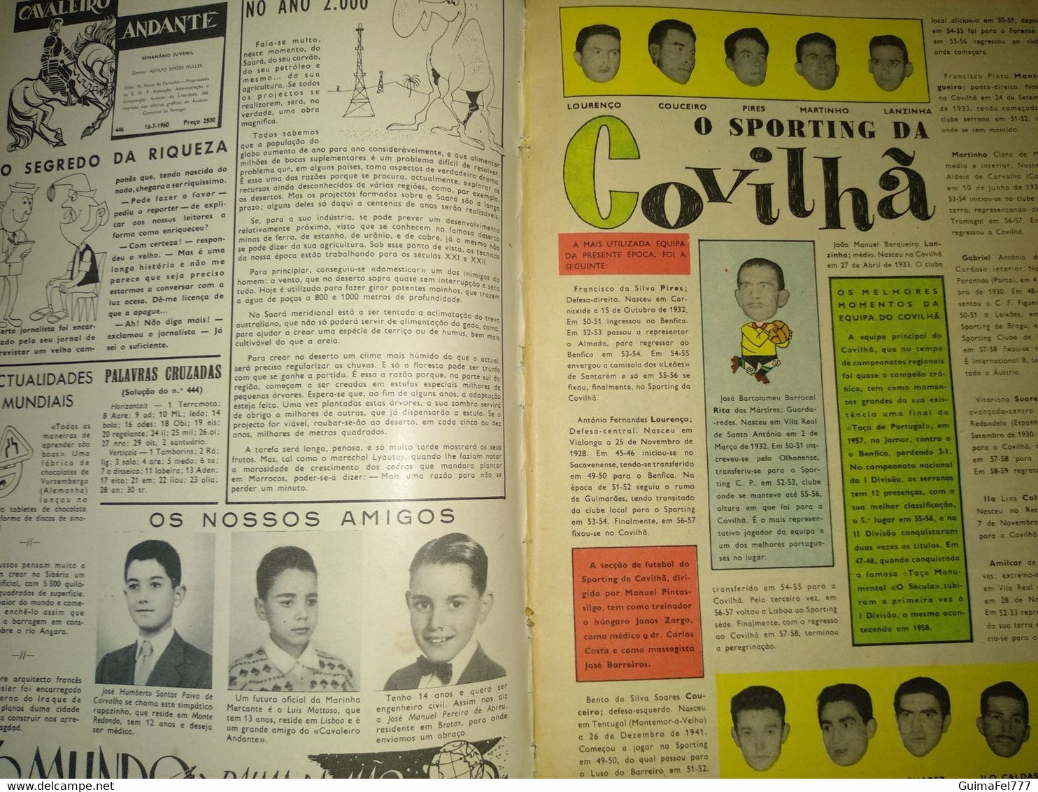 Revista Nº 446 Do CAVALEIRO ANDANTE, Portuguese Magazine - Capa SPORTING CLUBE DA COVILHÃ, Ano / Year 1960 - Cómics & Mangas (otros Lenguas)