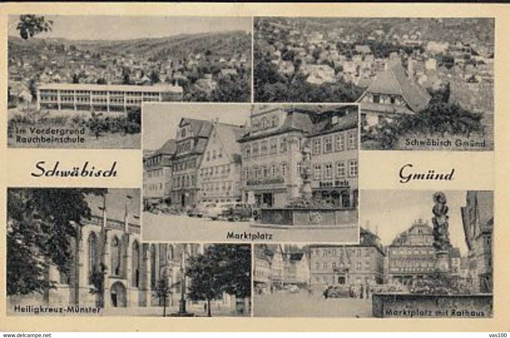 CPA SCHWABISCH GMUND- DIFFERENT VIEWS, PANORAMAS, SQUARE, CHURCH, CAR - Schwaebisch Gmünd