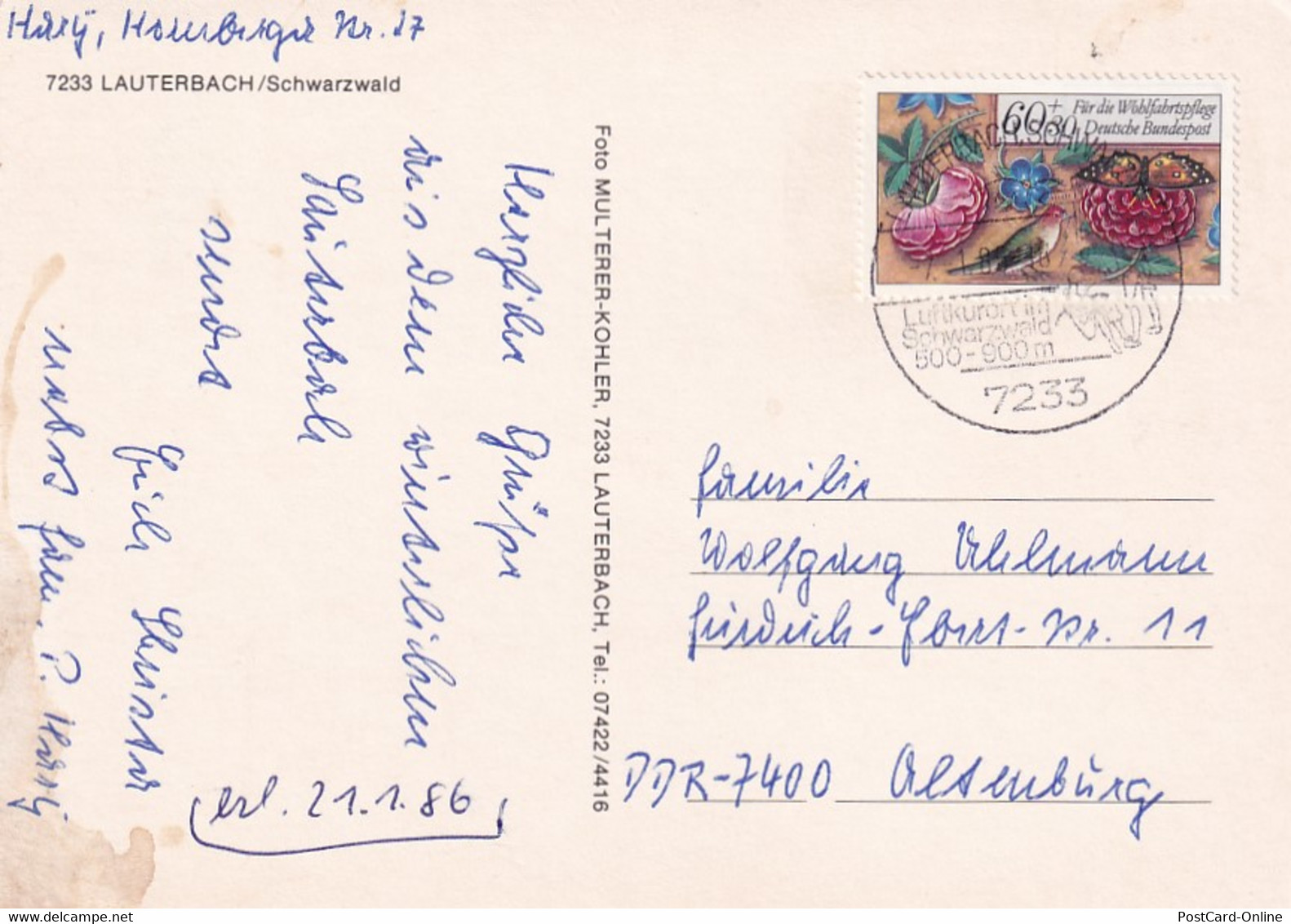 3845 - Deutschland - Lauterbach Im Schwarzwald - Gelaufen 1986 - Lauterbach