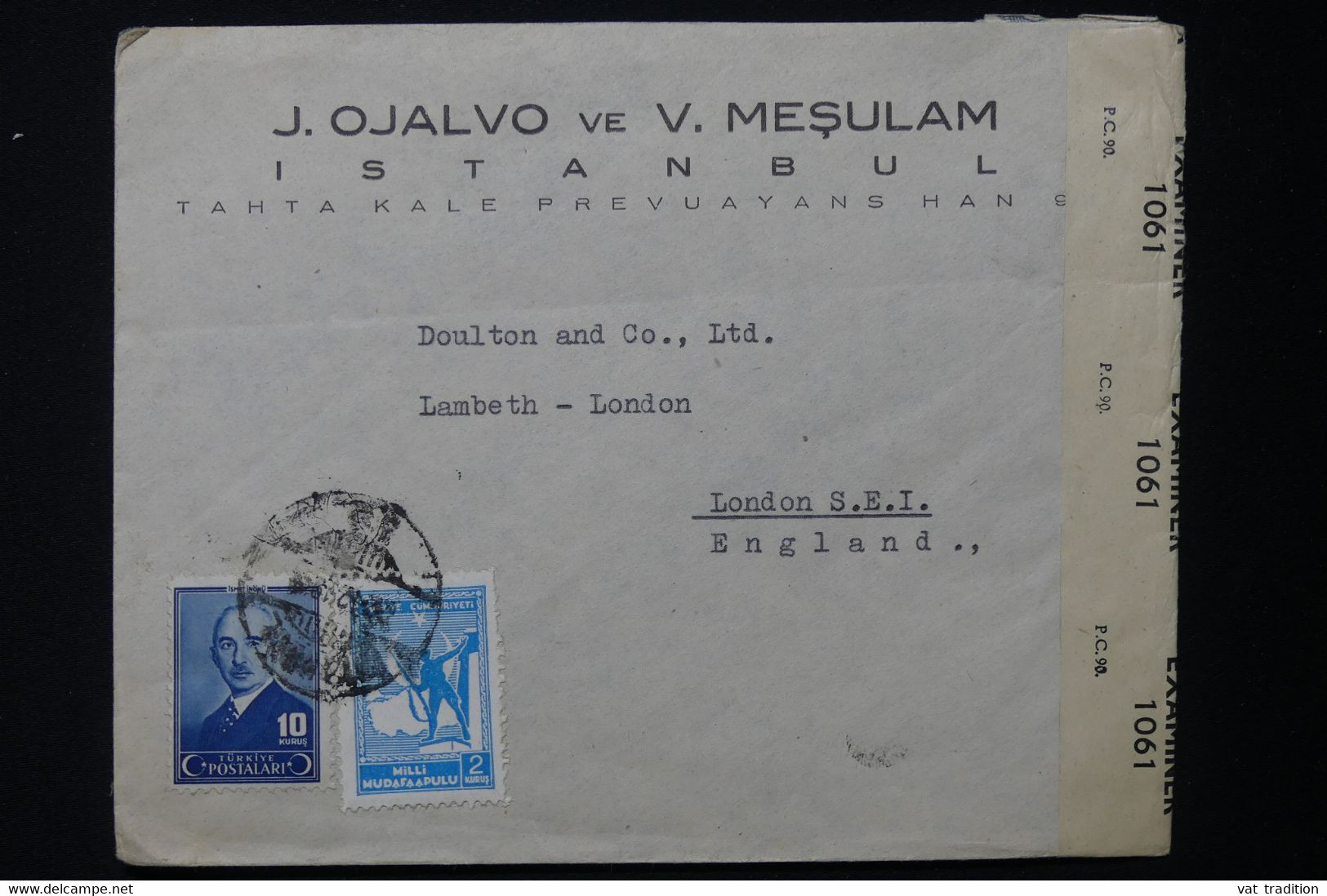 TURQUIE - Enveloppe Commerciale De Istanbul Pour Londres Avec Contrôle Postal - L 84060 - Briefe U. Dokumente