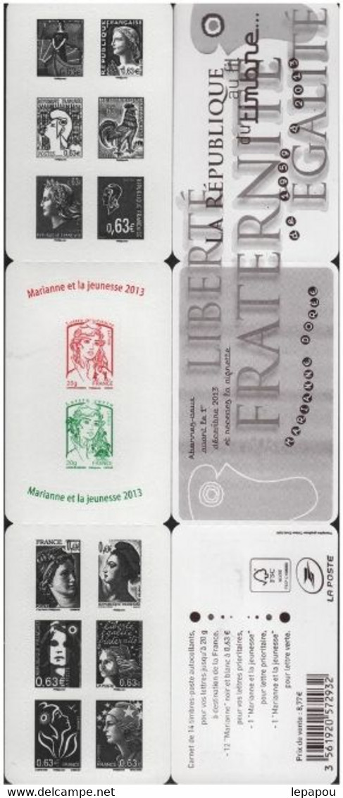 France 2013 - Carnet Adhésif "Marianne Et La Jeunesse" Neuf ** MNH - Altri & Non Classificati