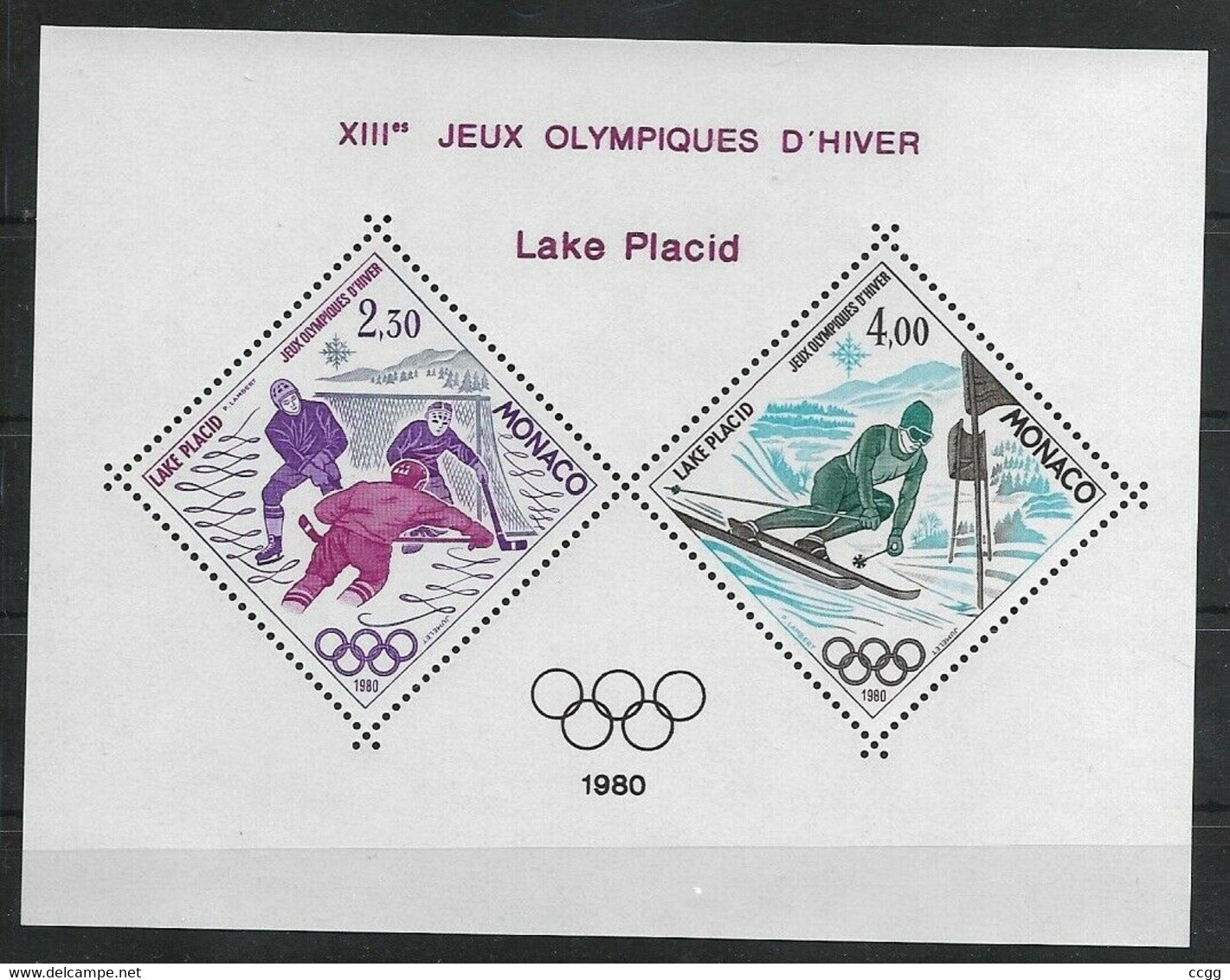 Olympische Spelen  1980 , Monaco - Blok  Postfris - Hiver 1980: Lake Placid