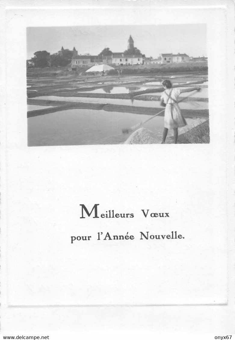 Carte Photo 9 X 14-Ile De Noirmoutier-85-Vendée-Marais Salants-Métier-Eglise-Meilleurs Voeux-Photo Agausson - Noirmoutier