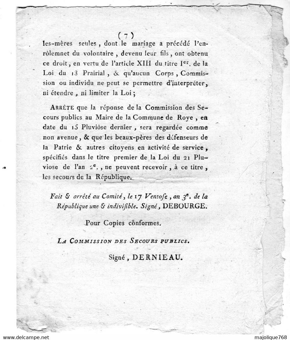 commission des secours publics, au administrateurs des Directoires des districts de la République - 8 pages