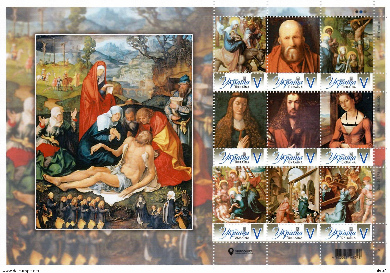 Ukraine 2021, Painting, A. Durer, Sheetlet Of 9v - Ucrania