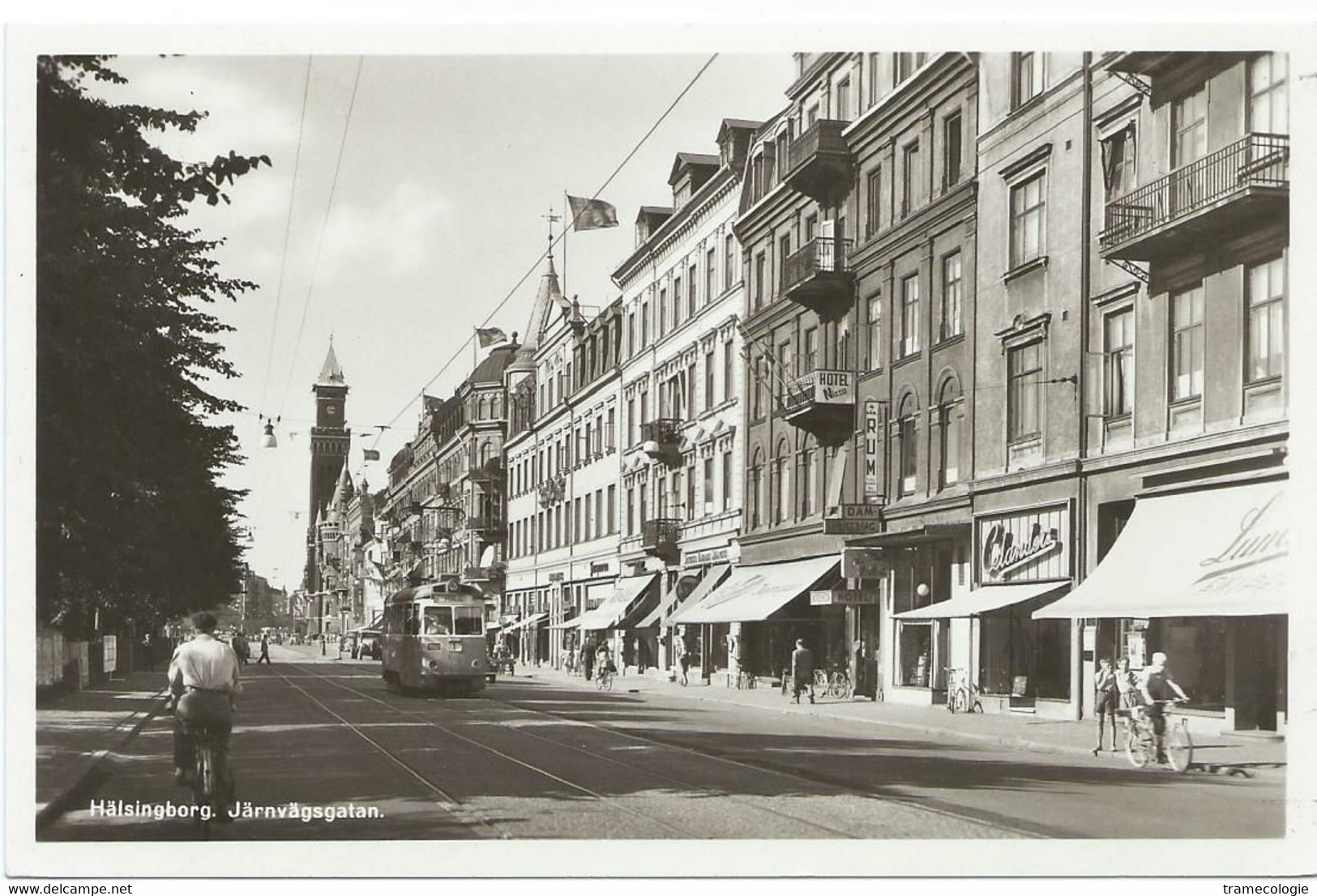 Hälsingborg Tram Tramway Strassenbahn Järnvägsgatan Fahrrad 60er - Schweden