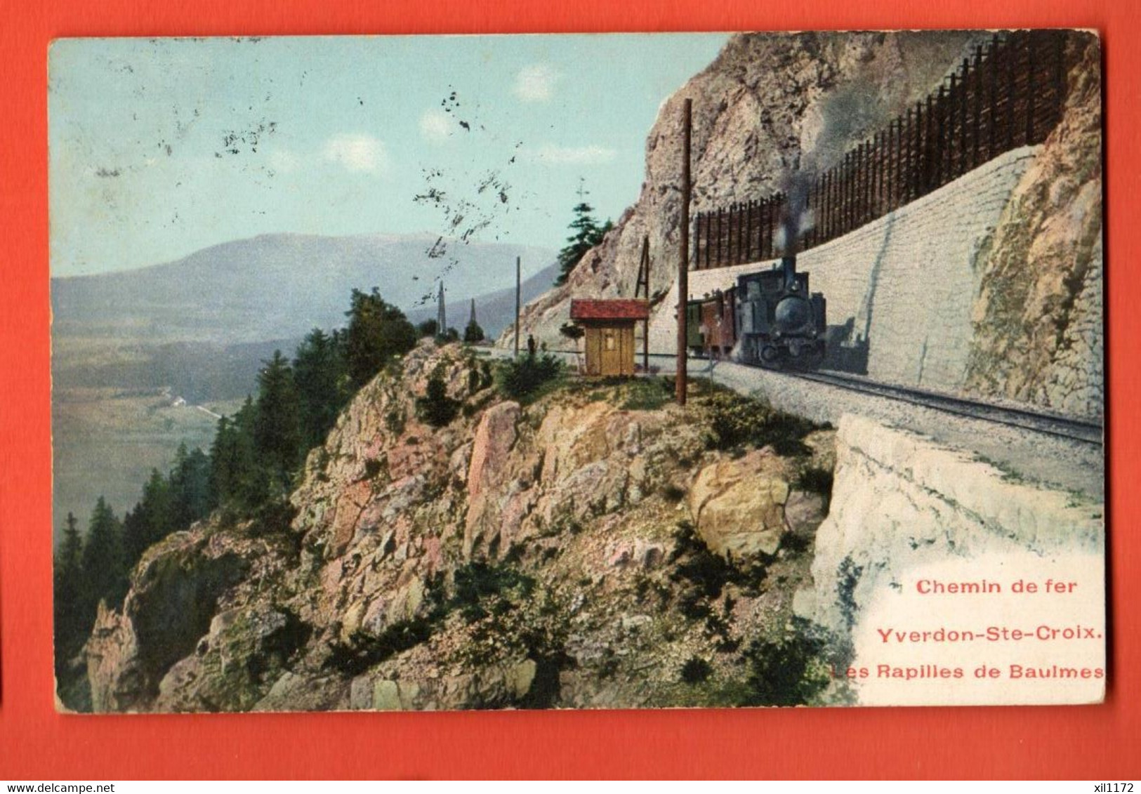 ZGA-12 RARE Chemin De Fer Yverdon Sainte-Croix à La Gare Des Rapilles De Baulmes, Train à Vapeur.Circ. 1914  Dériaz 901 - Baulmes