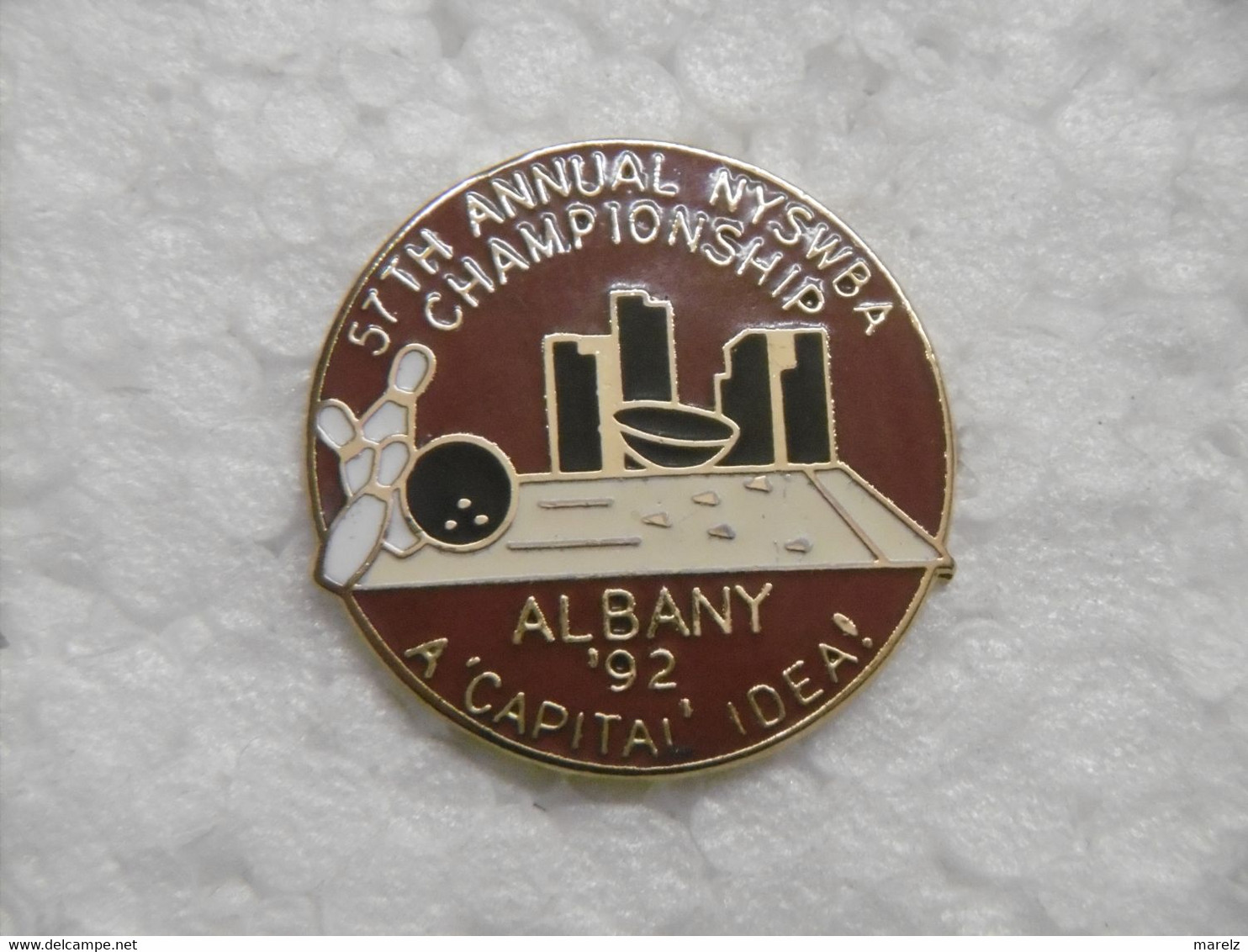 Pin's - 57th Annual NYSWBA : NEW YORK STATES Bowling Association Championship ALBANY 1992 - Pins Pin Badge EGF - Bowling