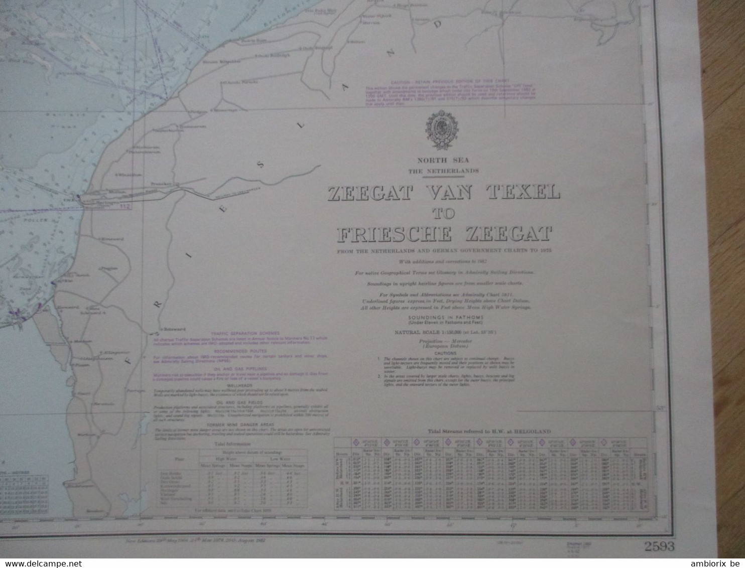 North Sea - Zeegat Van Texel To Friesche - Carte Marine - 1982; Around The Islands Of Terschelling, Ameland, Vlieland, - Cartes Marines