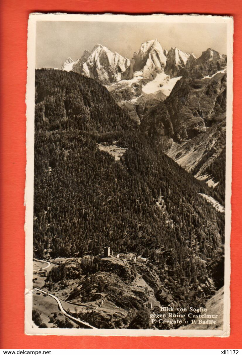 ZGA-20 Soglio Bregaglia Blick Gegen Ruine Castelmur.  Gelaufen 1938 - Bregaglia