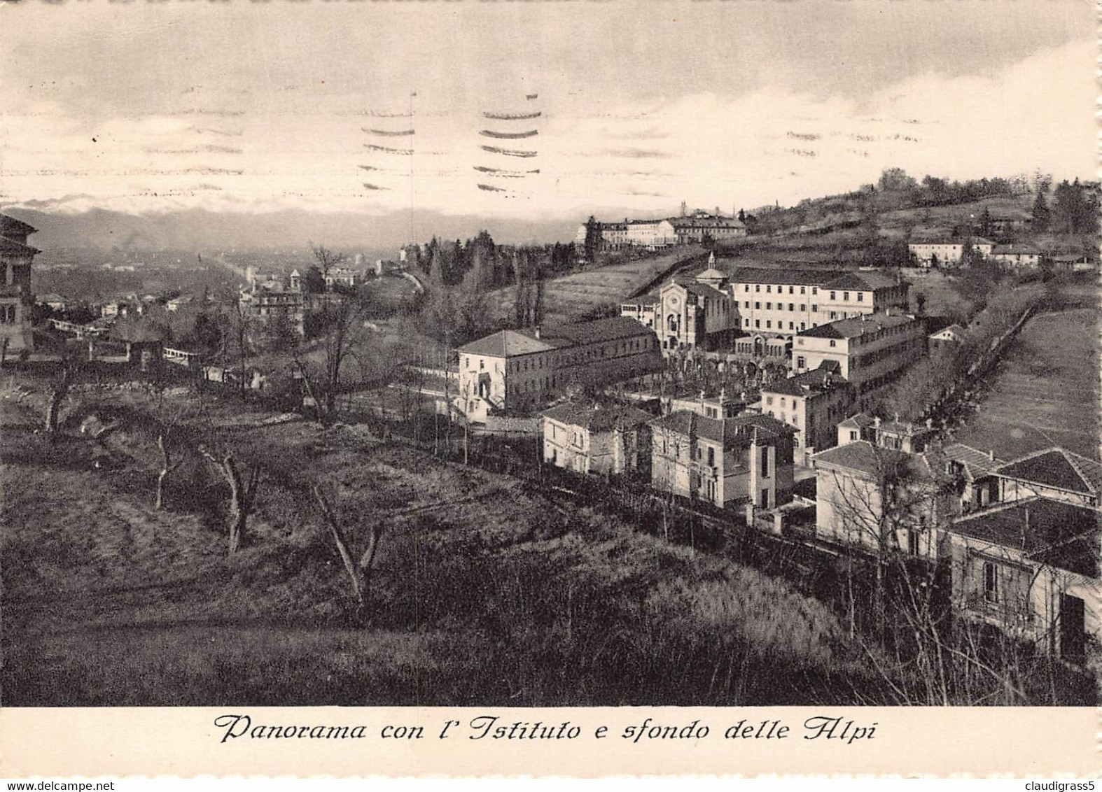 1807"IST SALESIANO"VALSALICE"(TO) LICEO PANORAMA DELL'ISTITUTO E SFONDO DELLE ALPI" 1940 - Enseignement, Écoles Et Universités