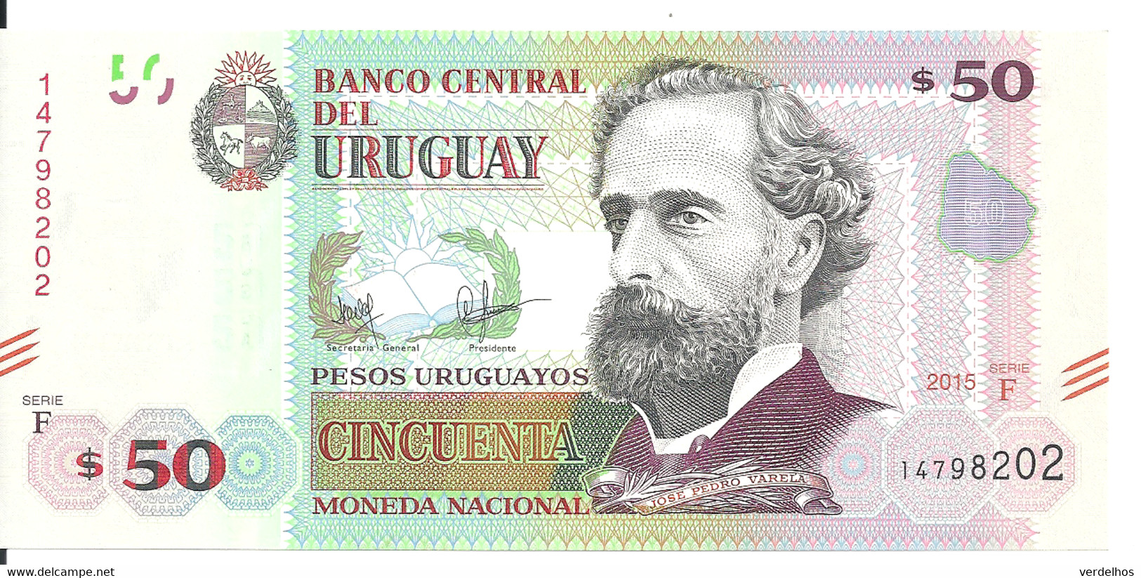 URUGUAY 50 PESOS 2015 UNC P 94 - Uruguay