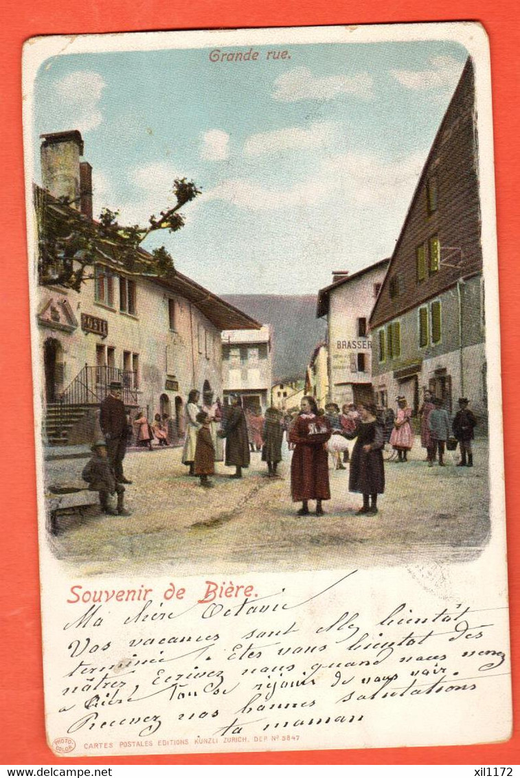 ZGA-37 Souvenir De Bière, Pied Du Jura, Bureau De Poste. Brasserie TRES ANIME. Dos Simple Circulé 1903 - Bière