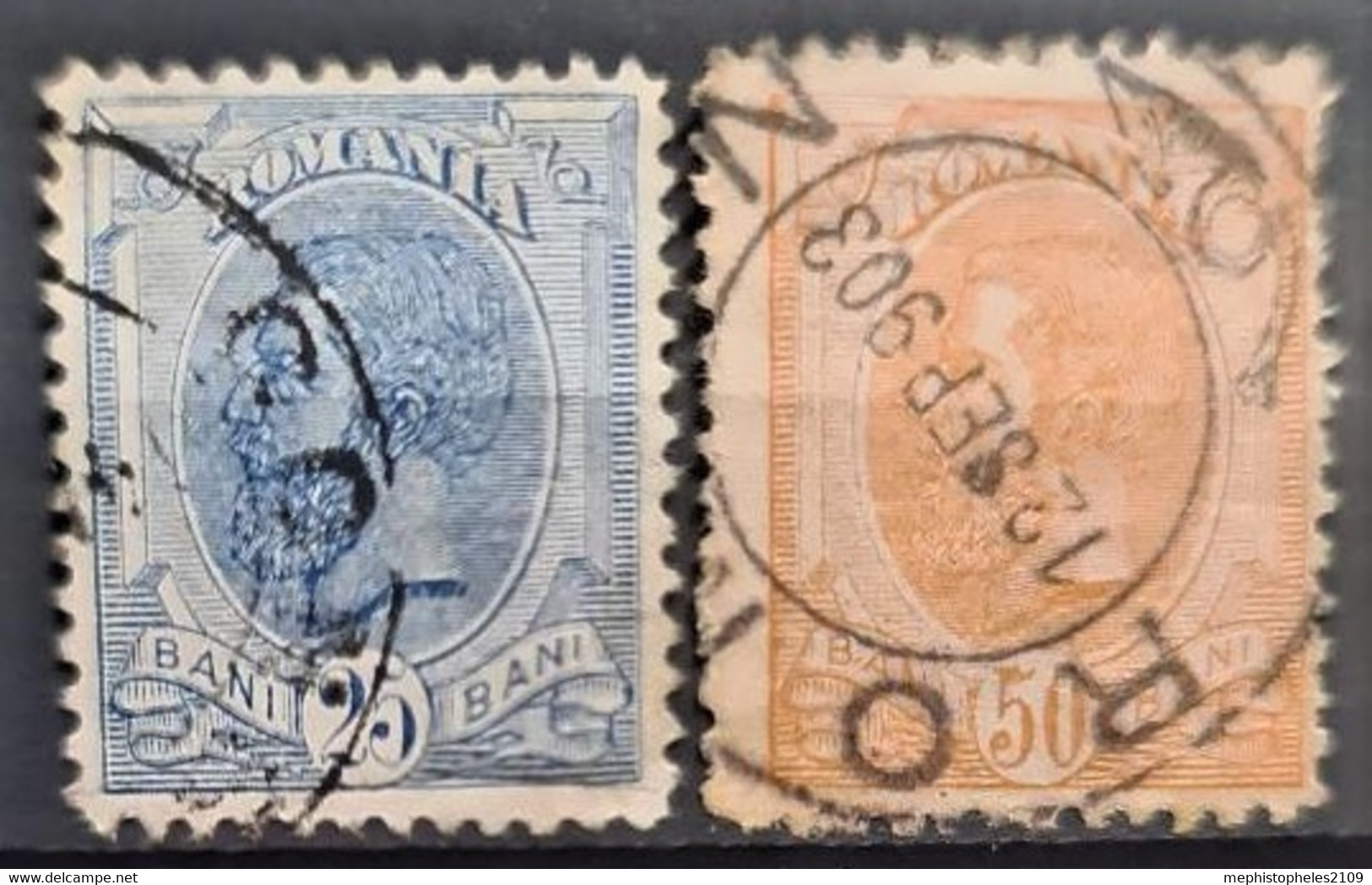 ROMANIA 1893/98 - Canceled - Sc# 127, 129 - Used Stamps